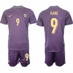 Men England 9 Harry Kane 2024 25 Purple Away Soccer Jersey Suit