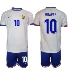 Men France 10 Mbapp E9 White 2024 25 Away Soccer Jersey Suit Men France 10 Mbapp E9 White 2024 25 Away Soccer Jersey Suit