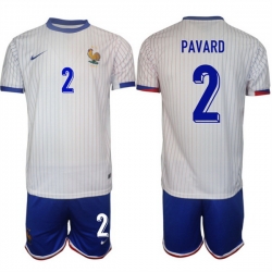 Men France 2 Benjamin Pavard White 2024 25 Away Soccer Jersey Suit