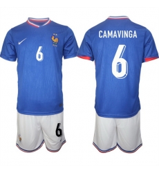 Men France 6 Eduardo Camavinga Blue 2024 25 Home Soccer Jersey Suit Men France 6 Eduardo Camavinga Blue 2024 25 Home Soccer Jersey Suit