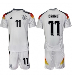 Men Germany 11 Julian Brandt White 2024 25 Home Soccer Jersey Suit
