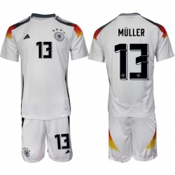 Men Germany 13 Thomas M FCller White 2024 25 Home Soccer Jersey Suit