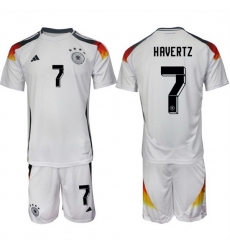 Men Germany 7 Kai Havertz White 2024 25 Home Soccer Jersey Suit