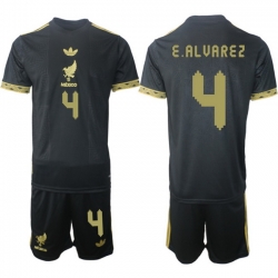 Men Mexico 2025 Soccer Jerseys BlackGold #4 E.ALVAREZ