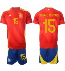 Men Spain Team 15 Sergio Ramos 2024 25 Red Home Soccer Jersey Suit Men Spain Team 15 Sergio Ramos 2024 25 Red Home Soccer Jersey Suit