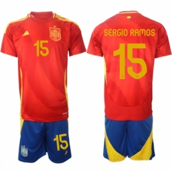 Men Spain Team 15 Sergio Ramos 2024 25 Red Home Soccer Jersey Suit