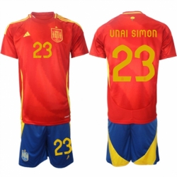 Men Spain Team 23 Unai Simn 2024 25 Red Home Soccer Jersey Suit