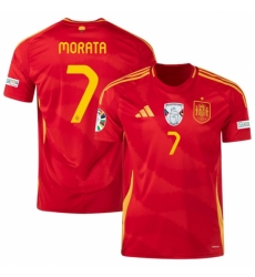Men Spain Team 7 Alvaro Morata Scarlet 2024 Home Soccer Jersey Men Spain Team 7 Alvaro Morata Scarlet 2024 Home Soccer Jersey