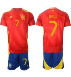 Men Spain Team 7 Ral 2024 25 Red Home Soccer Jersey Suit