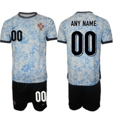 Men Portugal Team Custom 2024 25 White Blue Away Soccer Jersey Suit Men Portugal Team Custom 2024 25 White Blue Away Soccer Jersey Suit