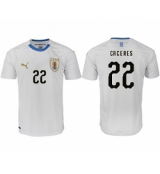 Uruguay #22 Caceres Home Soccer Country Jersey Uruguay #22 Caceres Home Soccer Country Jersey