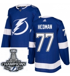 Men Adidas Tampa Bay Lightning 77 Victor Hedman Premier Royal Blue Home NHL Stitched 2021 Stanley Cup Champions Patch Jersey Men Adidas Tampa Bay Lightning 77 Victor Hedman Premier Royal Blue Home NHL Stitched 2021 Stanley Cup Champions Patch Jersey