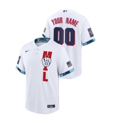 Men's Milwaukee Brewers Custom #00 White 2021 MLB All-Star Game Jersey Men's Milwaukee Brewers Custom #00 White 2021 MLB All-Star Game Jersey