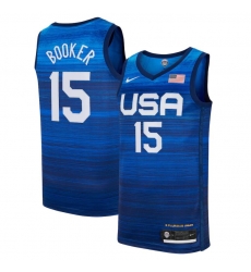 Men's USA Team Devin Booker Away Blue 2021 Tokyo Olympics Jersey II Men's USA Team Devin Booker Away Blue 2021 Tokyo Olympics Jersey II
