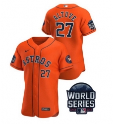 Men Houston Astros 27 Jose Altuve 2021 Orange World Series Flex Base Stitched Baseball Jersey Men Houston Astros 27 Jose Altuve 2021 Orange World Series Flex Base Stitched Baseball Jersey