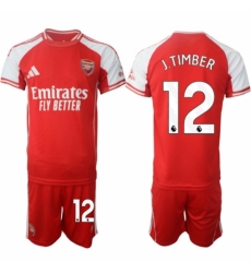 Men Arsenal FC 12 Jurrien Timber Red 2025 Home Soccer Jersey Suit Men Arsenal FC 12 Jurrien Timber Red 2025 Home Soccer Jersey Suit