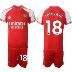 Men Arsenal FC 18 Takehiro Tomiyasu Red 2025 Home Soccer Jersey Suit