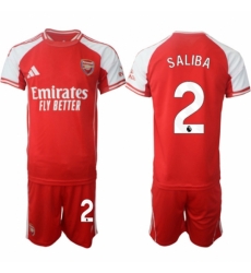 Men Arsenal FC 2 William Saliba Red 2025 Home Soccer Jersey Suit Men Arsenal FC 2 William Saliba Red 2025 Home Soccer Jersey Suit