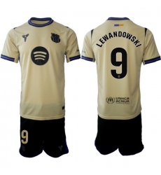 Men FC Barcelona 2026 Soccer Jerseys Beige #9 LEWANDOWSKI