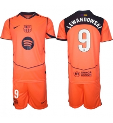 Men FC Barcelona 2026 Soccer Jerseys Orange #9 LEWANDOWSKI Men FC Barcelona 2026 Soccer Jerseys Orange #9 LEWANDOWSKI