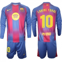 Men FC Barcelona 2026 Soccer Jerseys Red Long #10 LAMINE YAMAL (2)