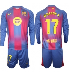Men FC Barcelona 2026 Soccer Jerseys Red Long #17 MARCOS A Men FC Barcelona 2026 Soccer Jerseys Red Long #17 MARCOS A