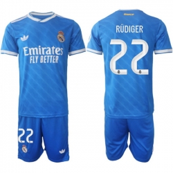 Men Real Madrid 2026 Soccer Jerseys Blue #22 RUDIGER