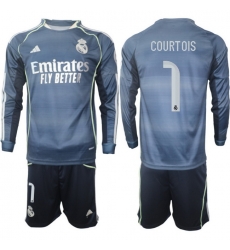 Men Real Madrid 2026 Soccer Jerseys DarkBlue Long #1 COURTOIS