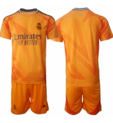 Men Real Madrid Custom 24 25 Orange Away Soccer Jersey Suit