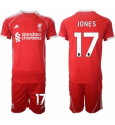 Men Liverpool 17 Curtis Jones 2025 Red Home Soccer Jersey Suit Men Liverpool 17 Curtis Jones 2025 Red Home Soccer Jersey Suit