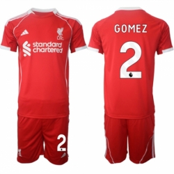 Men Liverpool 2 Joe Gomez 2025 Red Home Soccer Jersey Suit