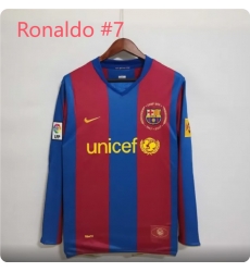 Men Barcelona Ronaldo #7 Home Long Sleeve Soccer Jersey Men Barcelona Ronaldo #7 Home Long Sleeve Soccer Jersey