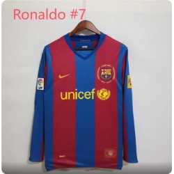 Men Barcelona Ronaldo #7 Home Long Sleeve Soccer Jersey