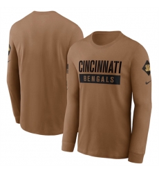 Men Cincinnati Bengals 2023 Brown Salute To Service Long Sleeve T Shirt Men Cincinnati Bengals 2023 Brown Salute To Service Long Sleeve T Shirt