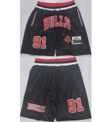 Men Chicago Bulls 91 Dennis Rodman Black 2025 Shorts  