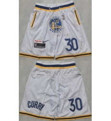 Men Golden State Warriors 30 Stephen Curry White Shorts Men Golden State Warriors 30 Stephen Curry White Shorts