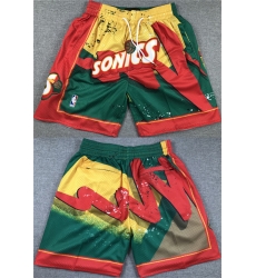 Men Oklahoma City Thunder Green Yellow Red SuperSonics Shorts 28Run Small 29 Men Oklahoma City Thunder Green Yellow Red SuperSonics Shorts 28Run Small 29