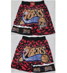 Men Philadelphia 76ers Black Red Shorts  