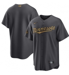 Men Minnesota Twins Blank 2022 All Star Charcoal Cool Base Stitched Baseball Jersey Men Minnesota Twins Blank 2022 All Star Charcoal Cool Base Stitched Baseball Jersey