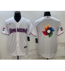 Men Dominican Republic Baseball 2023 White World Baseball Big Logo Classic Replica Stitched Jersey Men Dominican Republic Baseball 2023 White World Baseball Big Logo Classic Replica Stitched Jersey
