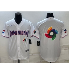 Men Dominican Republic Baseball 2023 White World Baseball Big Logo With Patch Classic Replica Stitched Jersey Men Dominican Republic Baseball 2023 White World Baseball Big Logo With Patch Classic Replica Stitched Jersey