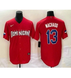 Men's Dominican Republic Baseball #13 Manny Machado 2023 Red World Classic Stitched Jerseys Men's Dominican Republic Baseball #13 Manny Machado 2023 Red World Classic Stitched Jerseys