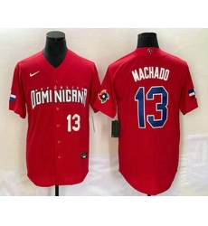 Men's Dominican Republic Baseball #13 Manny Machado Number 2023 Red World Classic Stitched Jersey Men's Dominican Republic Baseball #13 Manny Machado Number 2023 Red World Classic Stitched Jersey
