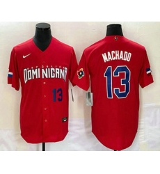 Men's Dominican Republic Baseball #13 Manny Machado Number 2023 Red World Classic Stitched Jerseys Men's Dominican Republic Baseball #13 Manny Machado Number 2023 Red World Classic Stitched Jerseys