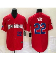 Men's Dominican Republic Baseball #22 Juan Soto Number 2023 Red World Classic Stitched Jerseys Men's Dominican Republic Baseball #22 Juan Soto Number 2023 Red World Classic Stitched Jerseys