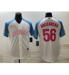 Men Mexico Baseball 56 Randy Arozarena 2023 White Blue World Baseball Classic Stitched JerseyS 2 Men Mexico Baseball 56 Randy Arozarena 2023 White Blue World Baseball Classic Stitched JerseyS 2