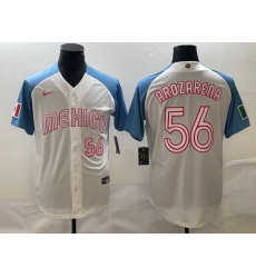 Men Mexico Baseball 56 Randy Arozarena 2023 White Blue World Baseball Classic Stitched Jersey Men Mexico Baseball 56 Randy Arozarena 2023 White Blue World Baseball Classic Stitched Jersey