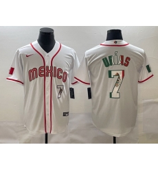 Men Mexico Baseball 7 Julio Urias 2023 White World Baseball Classic Stitched Jersey Men Mexico Baseball 7 Julio Urias 2023 White World Baseball Classic Stitched Jersey