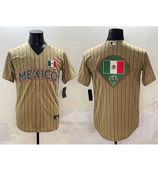 Men Mexico Baseball Tan 2023 World Baseball Classic Team Big Logo Stitched Jersey 2 Men Mexico Baseball Tan 2023 World Baseball Classic Team Big Logo Stitched Jersey 2