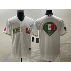Men Mexico Baseball White 2023 World Baseball Classic Team Big Logo Stitched Jersey 1